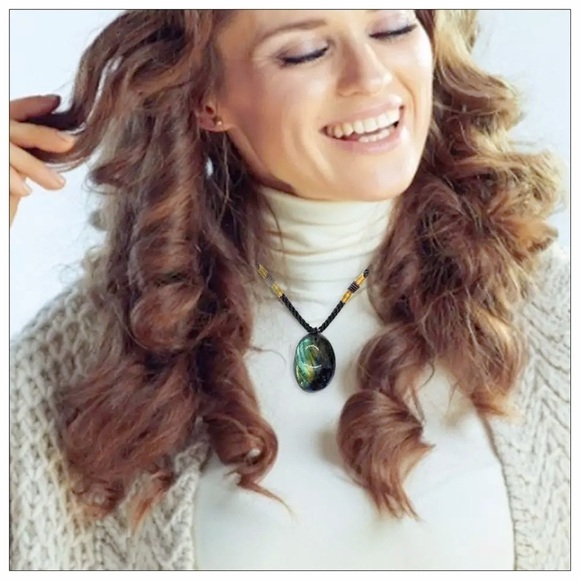 NEW Natural Fire Labradorite Healing Braided Adjustable Necklace - Picture 4 of 7